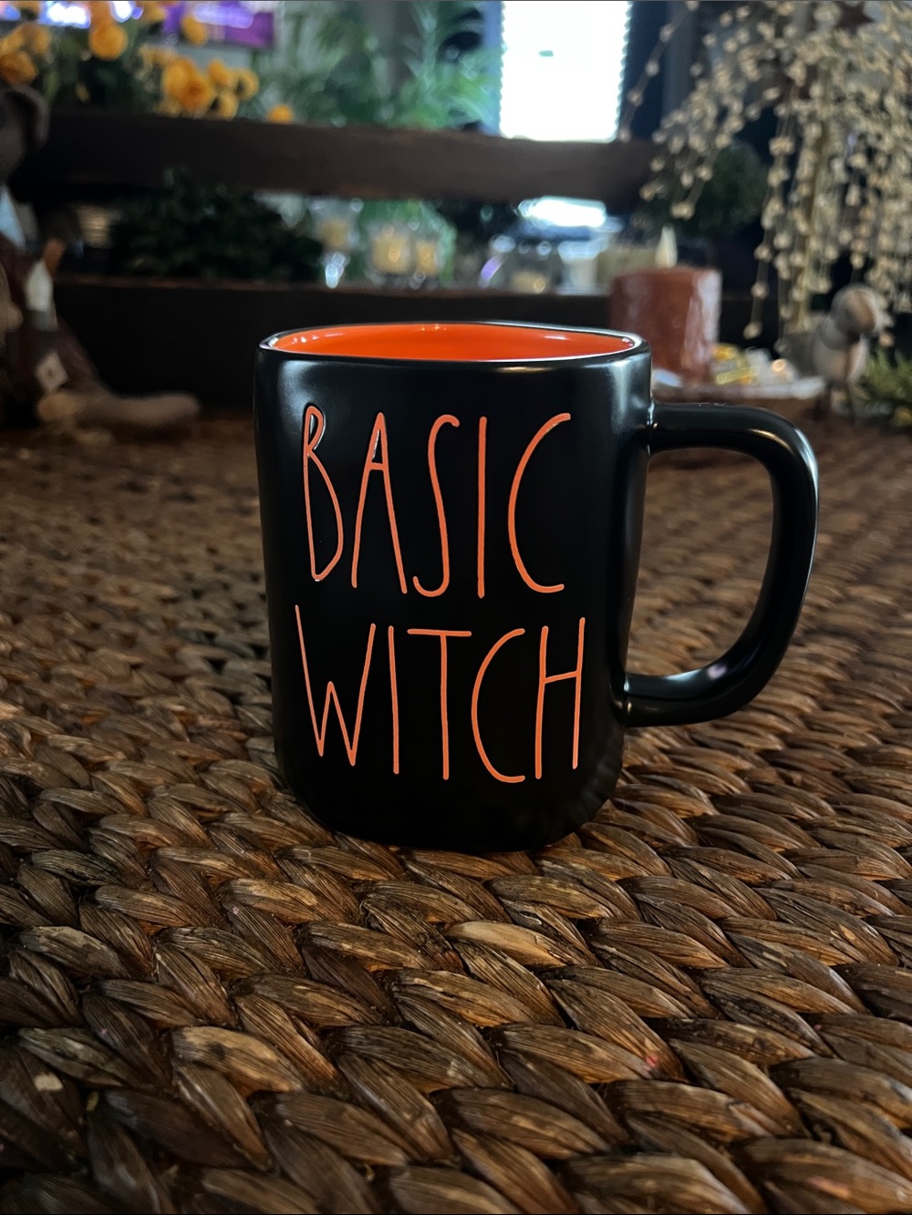Rae Dunn Black Mug with Orange Interior - 'Basic Witch'